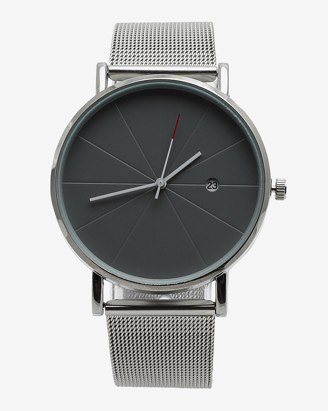 Sleek Grey Analog Round Dial With Metal Mesh Strap - Shop authentic Indian Women's Fashion by Haute Sauce