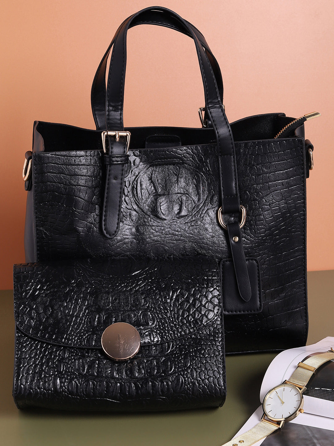 Phantom Black Handbag Set - Shop authentic Indian Women's Fashion by Haute Sauce