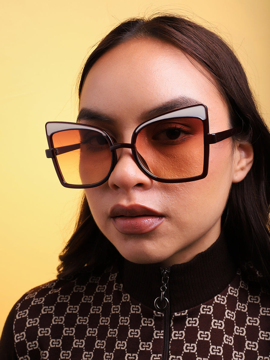Brown Oversized Sunglass - Shop authentic Indian Women's Fashion by Haute Sauce