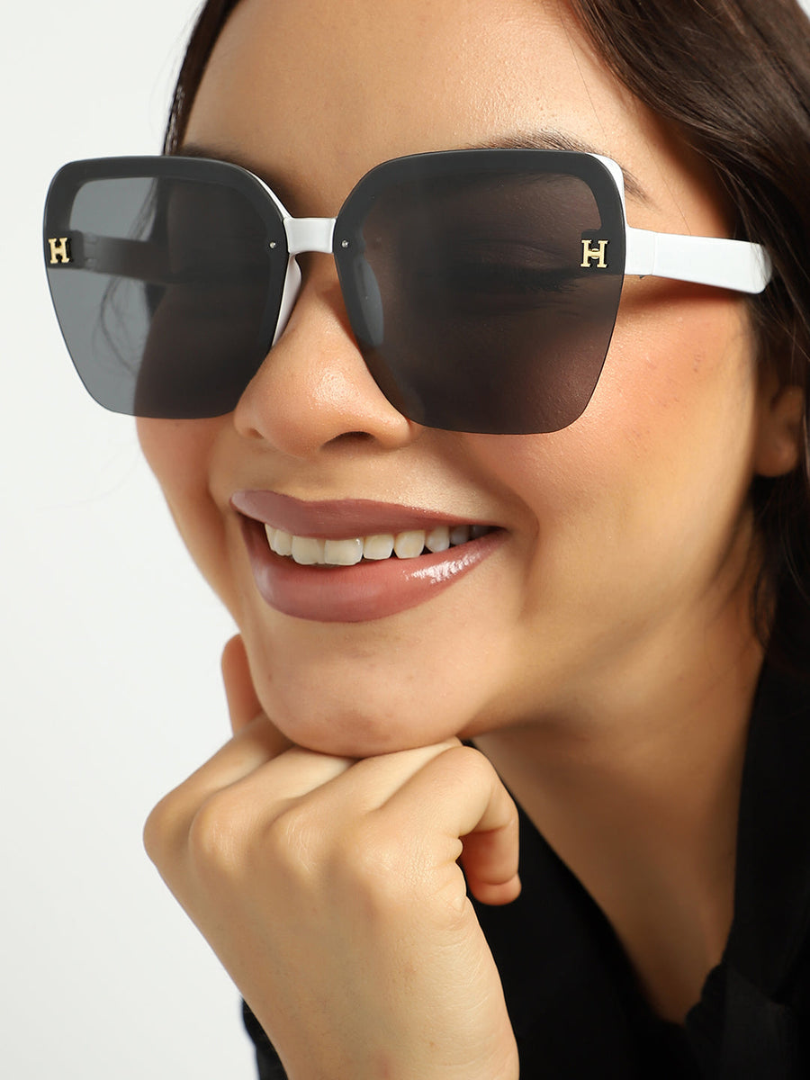 Tinted Lens Black & White Frame Oversized Sunglass - Shop authentic Indian Women's Fashion by Haute Sauce