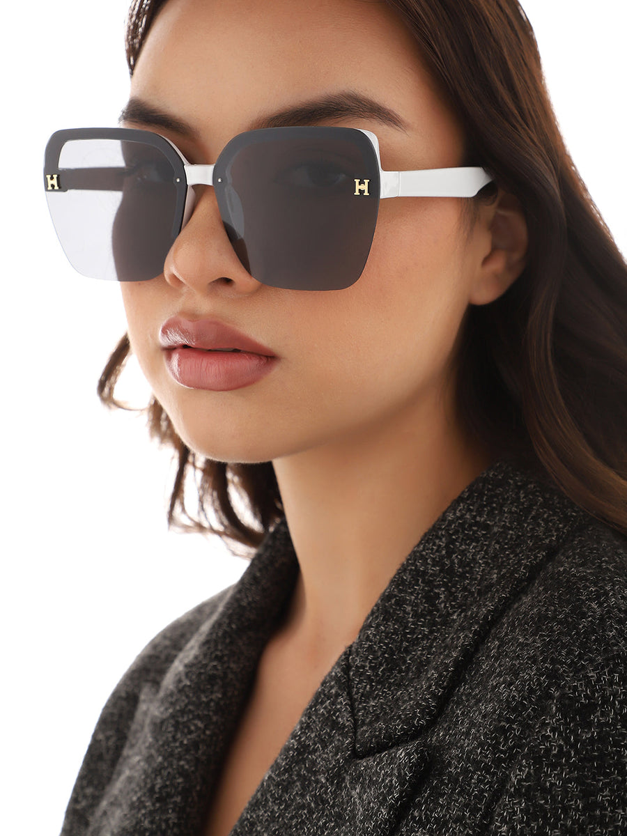 Tinted Lens Black & White Frame Oversized Sunglass - Shop authentic Indian Women's Fashion by Haute Sauce