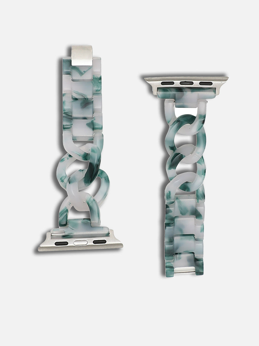 White & Green Textured Apple Watch Straps - Shop authentic Indian Women's Fashion by Haute Sauce