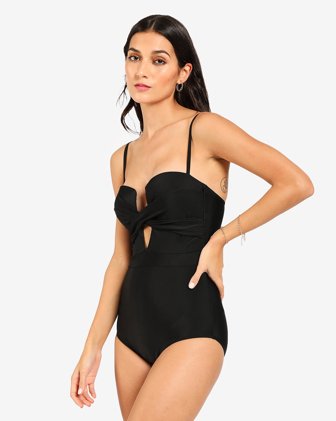 Solid Black Shoulder Strap Monokini - Shop authentic Indian Women's Fashion by Haute Sauce