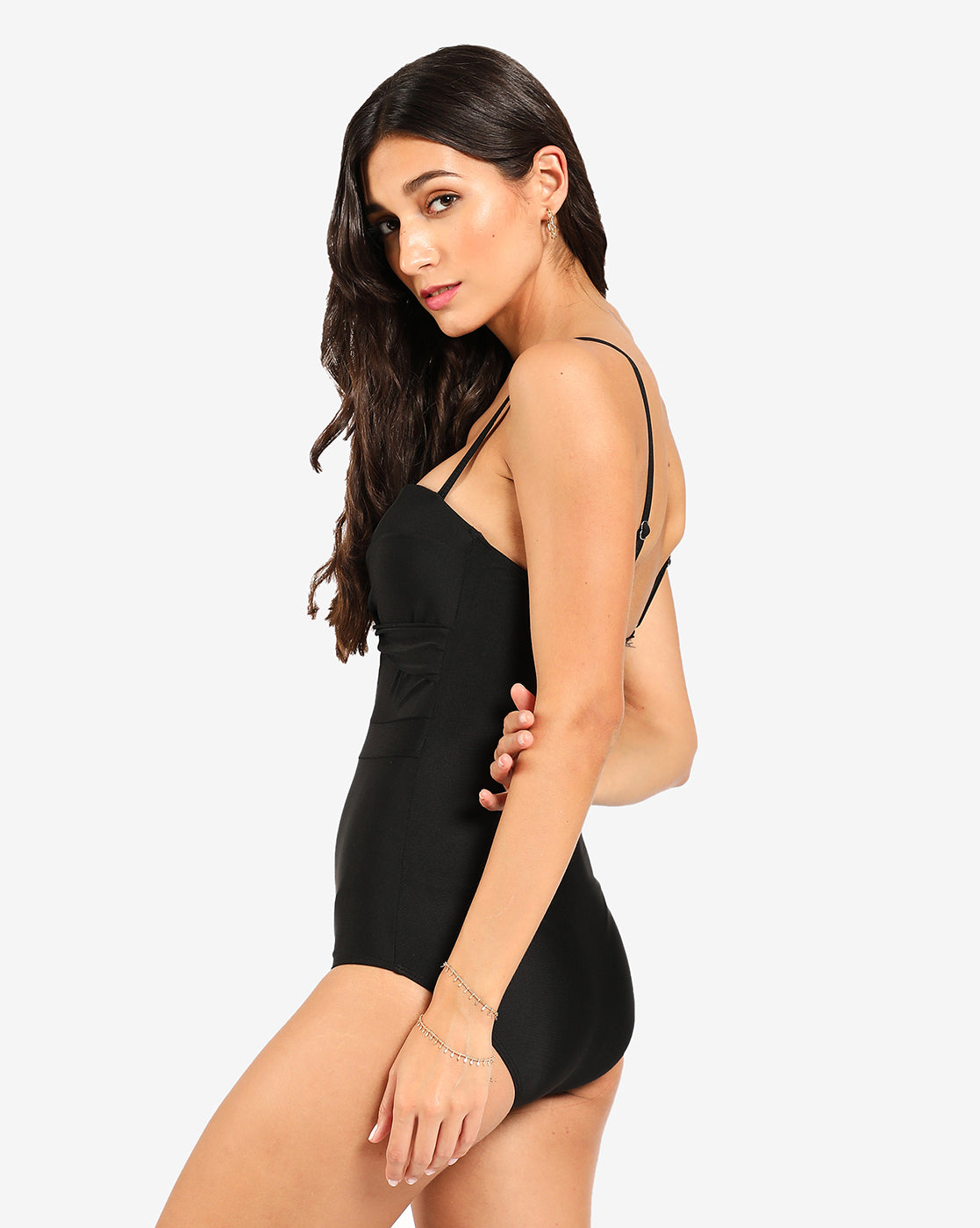 Solid Black Shoulder Strap Monokini - Shop authentic Indian Women's Fashion by Haute Sauce