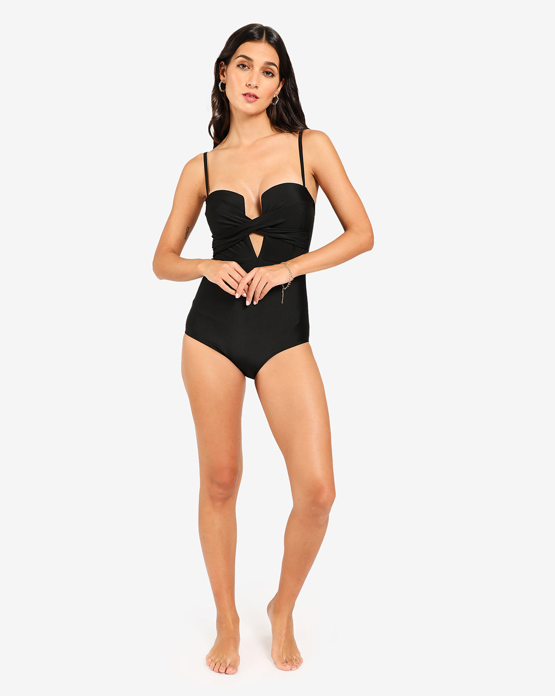 Solid Black Shoulder Strap Monokini - Shop authentic Indian Women's Fashion by Haute Sauce