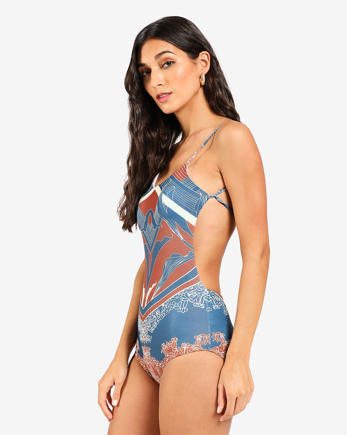 Printed Shoulder Strap One-Piece Swimsuit - Shop authentic Indian Women's Fashion by Haute Sauce