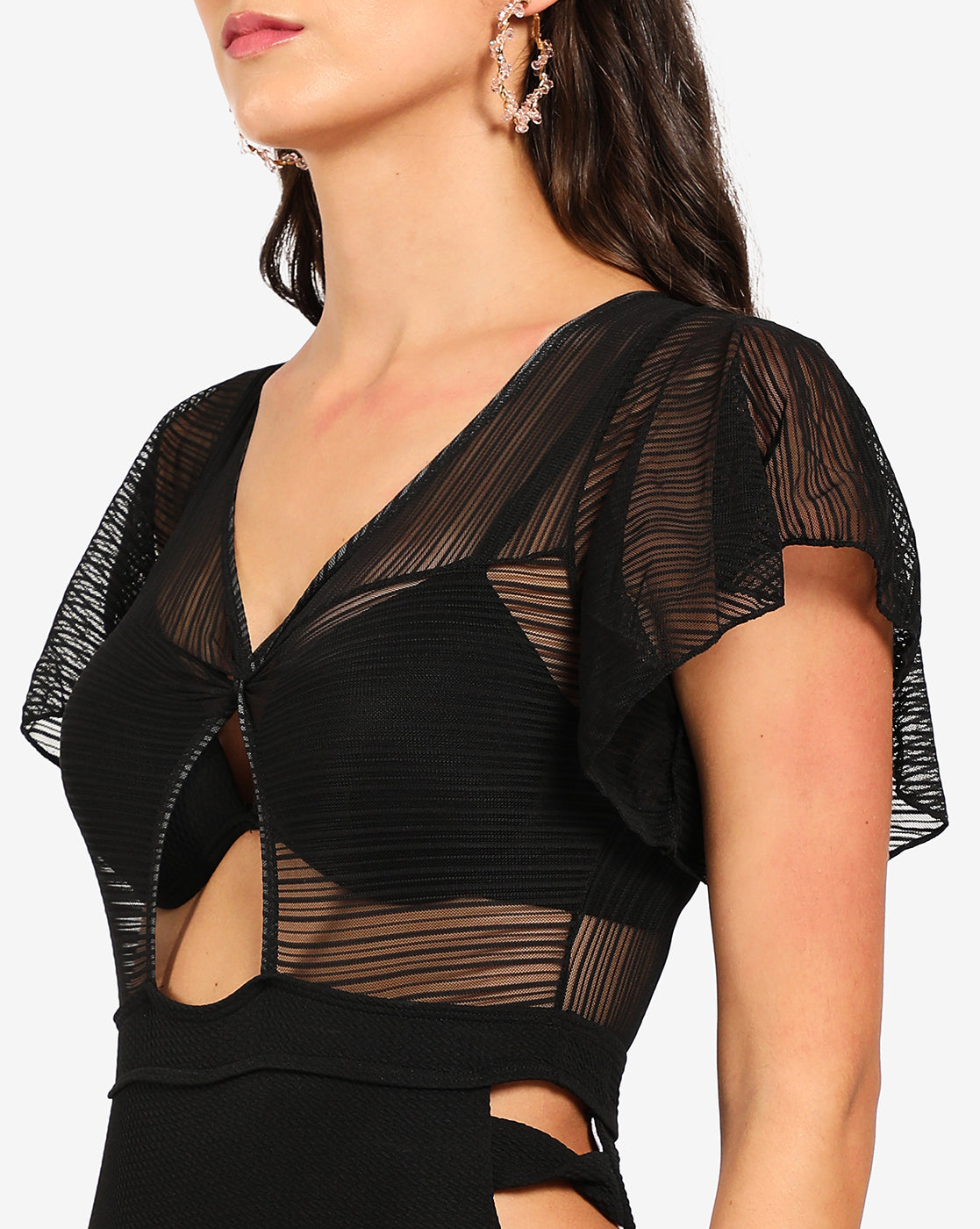 Black Solid Cut-Out One-Piece Swimsuit - Shop authentic Indian Women's Fashion by Haute Sauce