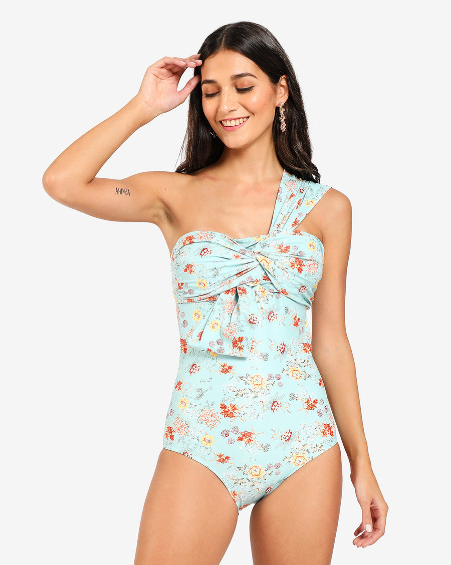 Floral Print One Shoulder Swim Suit - Shop authentic Indian Women's Fashion by Haute Sauce