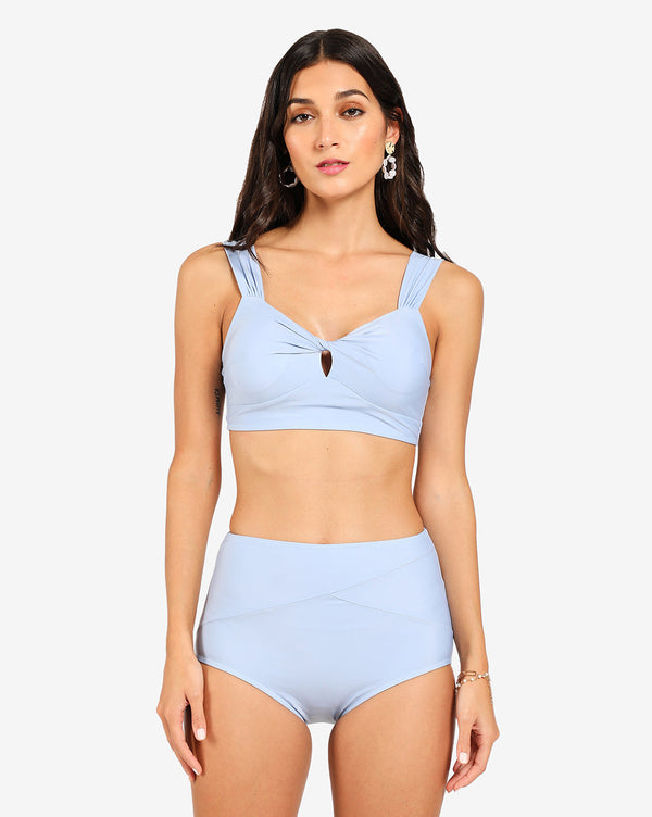 Blue Solid 2 Piece Swim Suit - Shop authentic Indian Women's Fashion by Haute Sauce