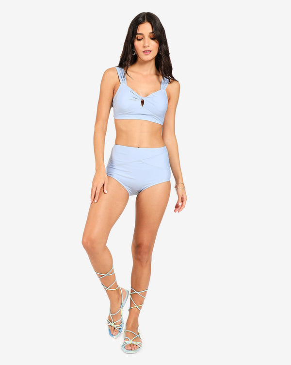 Blue Solid 2 Piece Swim Suit - Shop authentic Indian Women's Fashion by Haute Sauce