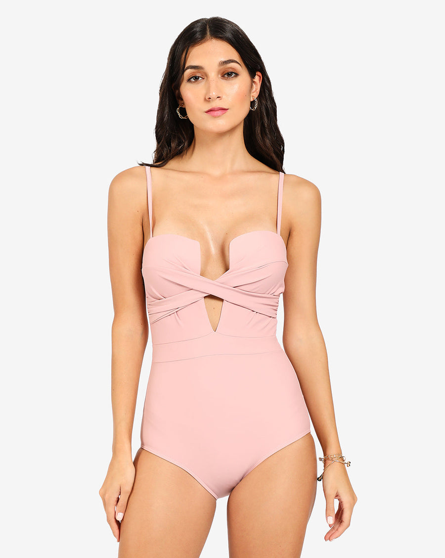 Pink Shoulder Strap Swimsuit - Shop authentic Indian Women's Fashion by Haute Sauce