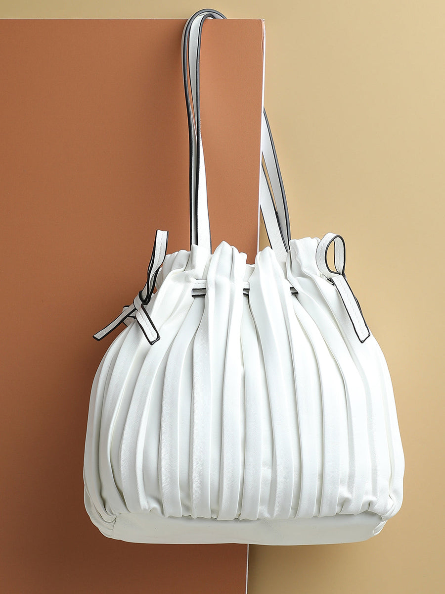 Tug-And-Go White Bucket Bag - Shop authentic Indian Women's Fashion by Haute Sauce
