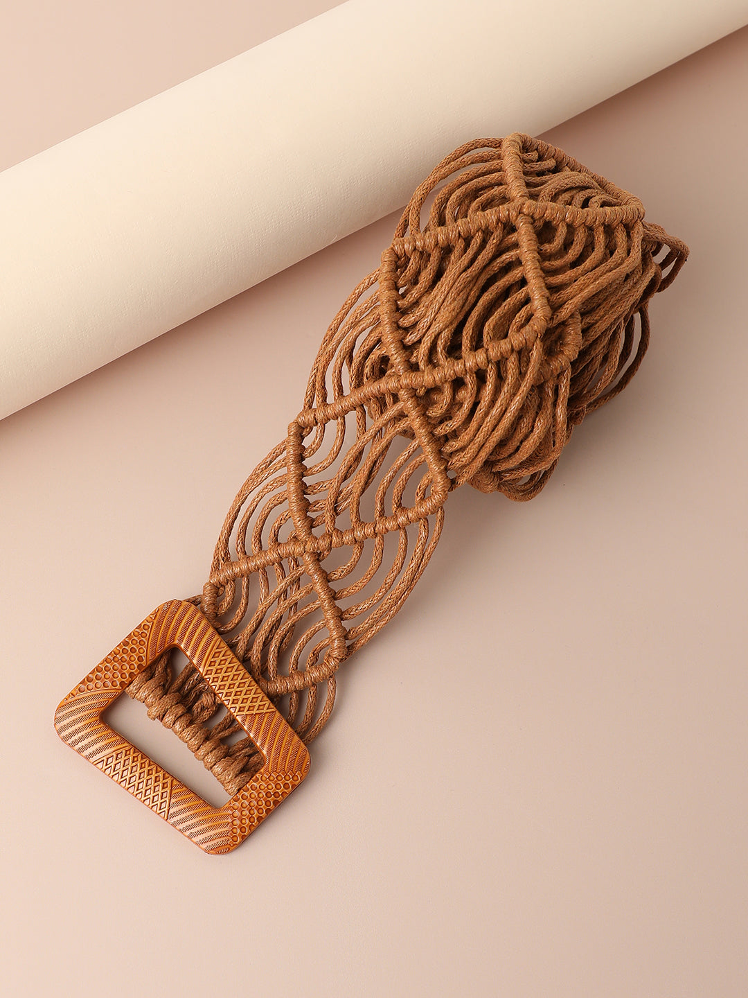 Tan Textured Waist Belt - Shop authentic Indian Women's Fashion by Haute Sauce