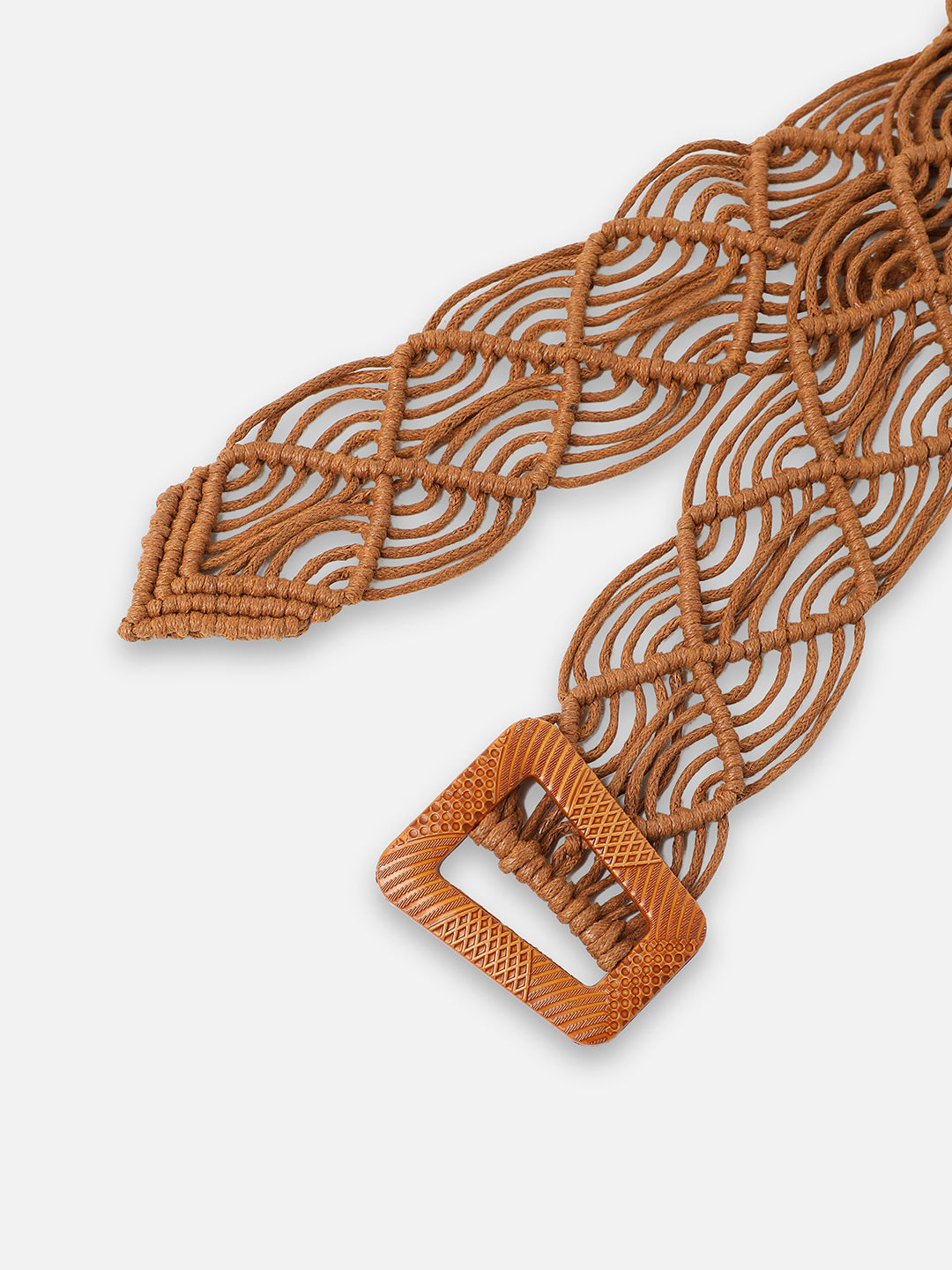 Tan Textured Waist Belt - Shop authentic Indian Women's Fashion by Haute Sauce