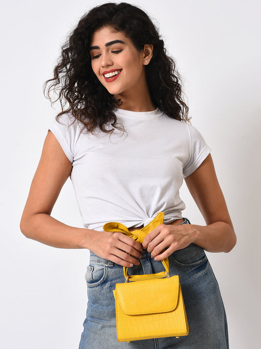 Fiorella Yellow Cross Body Bag - Shop authentic Indian Women's Fashion by Haute Sauce