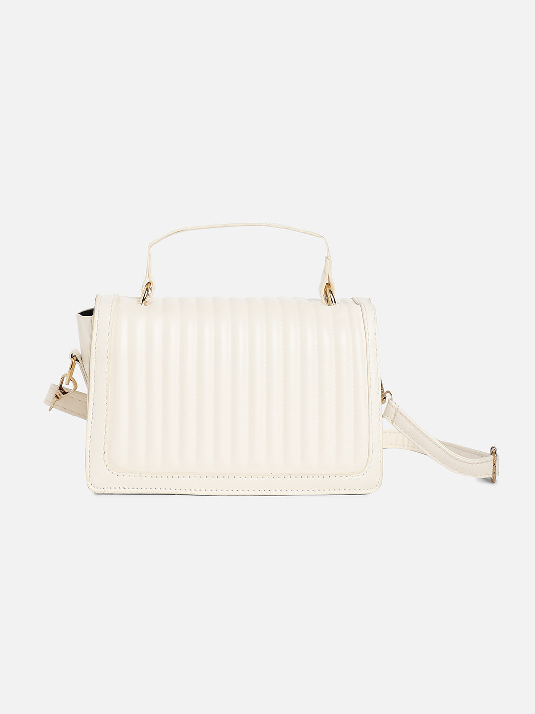 White Solid Vegan Leather Handbag - Shop authentic Indian Women's Fashion by Haute Sauce