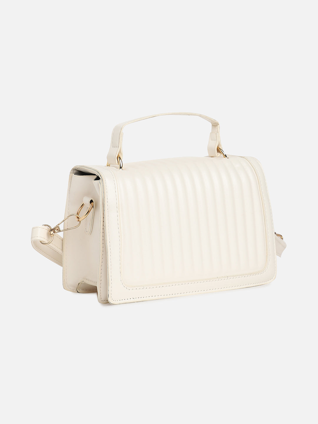 White Solid Vegan Leather Handbag - Shop authentic Indian Women's Fashion by Haute Sauce
