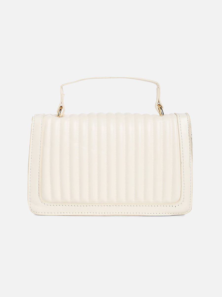 White Solid Vegan Leather Handbag - Shop authentic Indian Women's Fashion by Haute Sauce