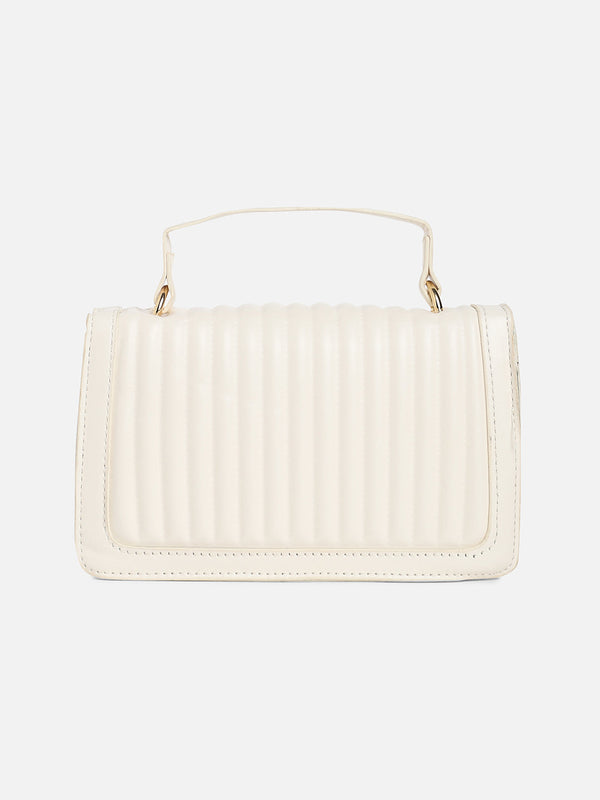 White Solid Vegan Leather Handbag - Shop authentic Indian Women's Fashion by Haute Sauce
