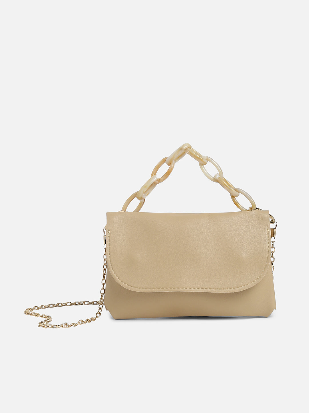 Beige Solid Vegan Leather Handbag - Shop authentic Indian Women's Fashion by Haute Sauce