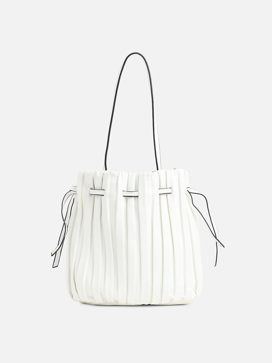 Tug-And-Go White Bucket Bag - Shop authentic Indian Women's Fashion by Haute Sauce