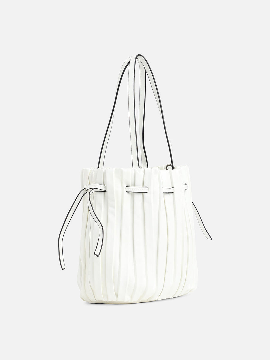 Tug-And-Go White Bucket Bag - Shop authentic Indian Women's Fashion by Haute Sauce