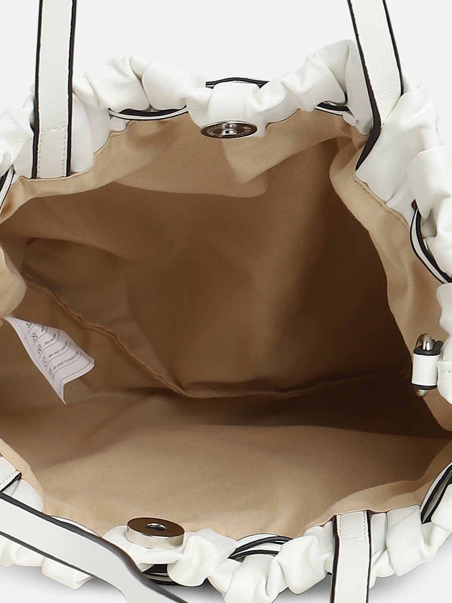 Tug-And-Go White Bucket Bag - Shop authentic Indian Women's Fashion by Haute Sauce