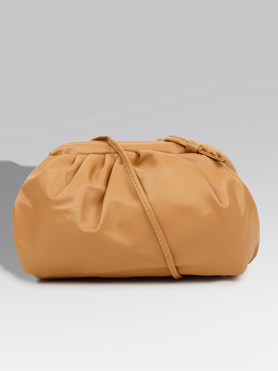 Warm-Hued Tan Brown Cross Body Bag - Shop authentic Indian Women's Fashion by Haute Sauce
