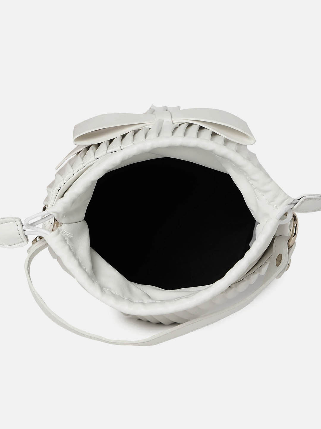 Gathered White Bucket Bag - Shop authentic Indian Women's Fashion by Haute Sauce