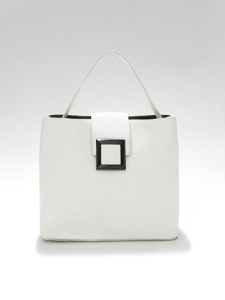 Pure Perfection White Bucket Bag - Shop authentic Indian Women's Fashion by Haute Sauce