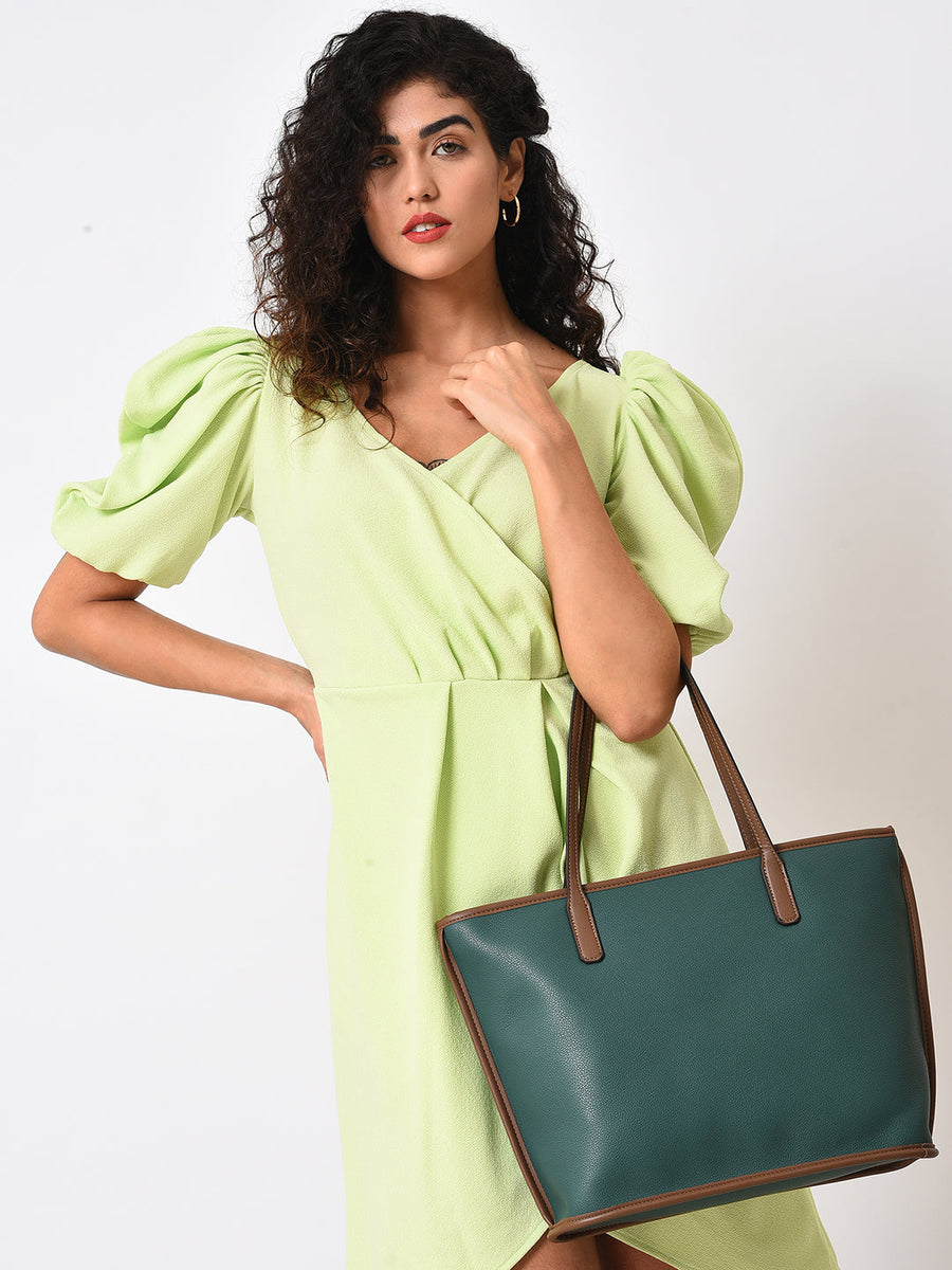 Green Glamour Tote Bag Set - Shop authentic Indian Women's Fashion by Haute Sauce