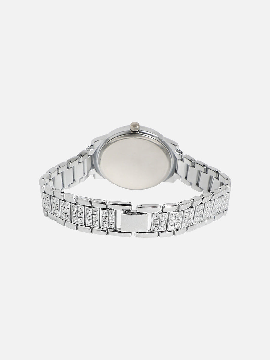 Embellished Round Watch - Silver - Shop authentic Indian Women's Fashion by Haute Sauce