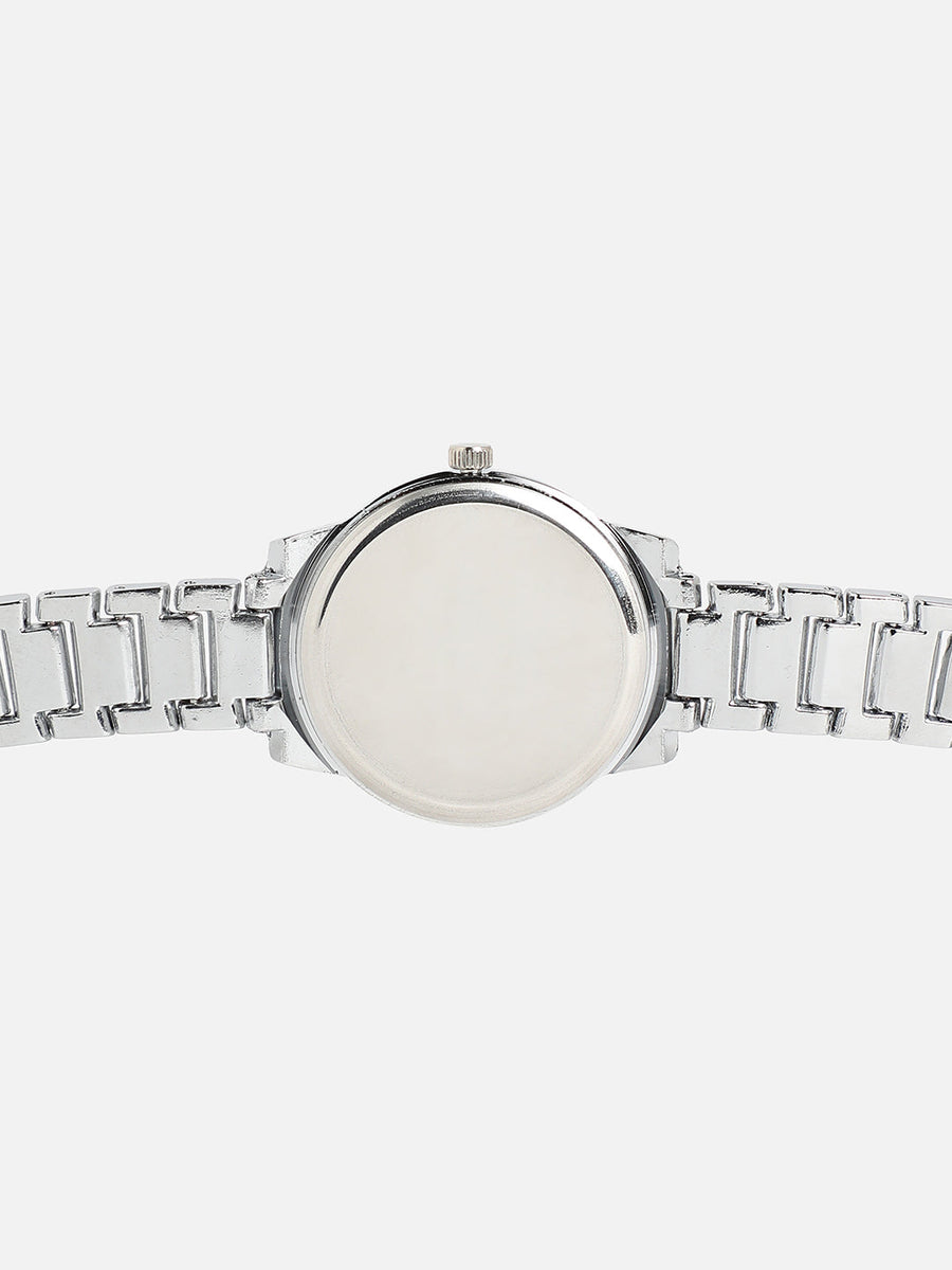 Embellished Round Watch - Silver - Shop authentic Indian Women's Fashion by Haute Sauce