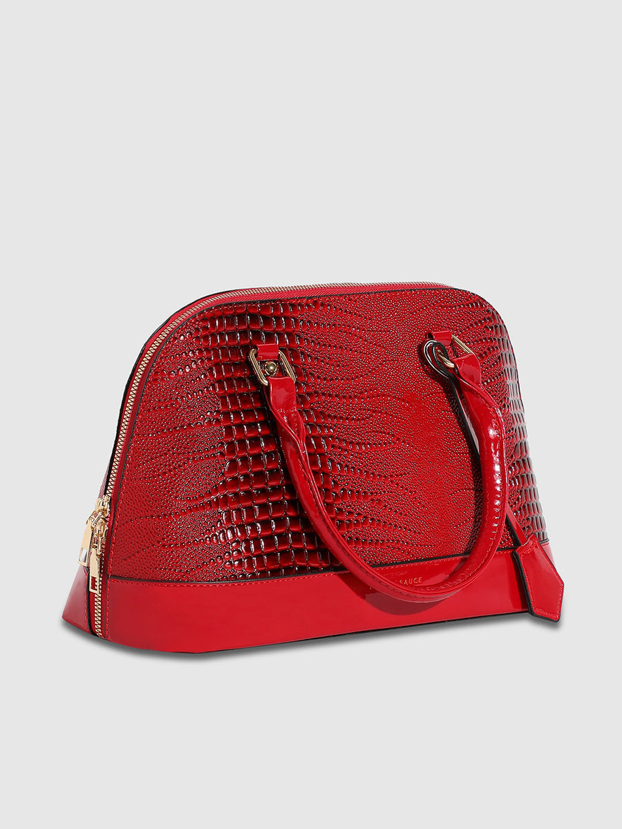 Croc Top Handle Handbag - Red - Shop authentic Indian Women's Fashion by Haute Sauce