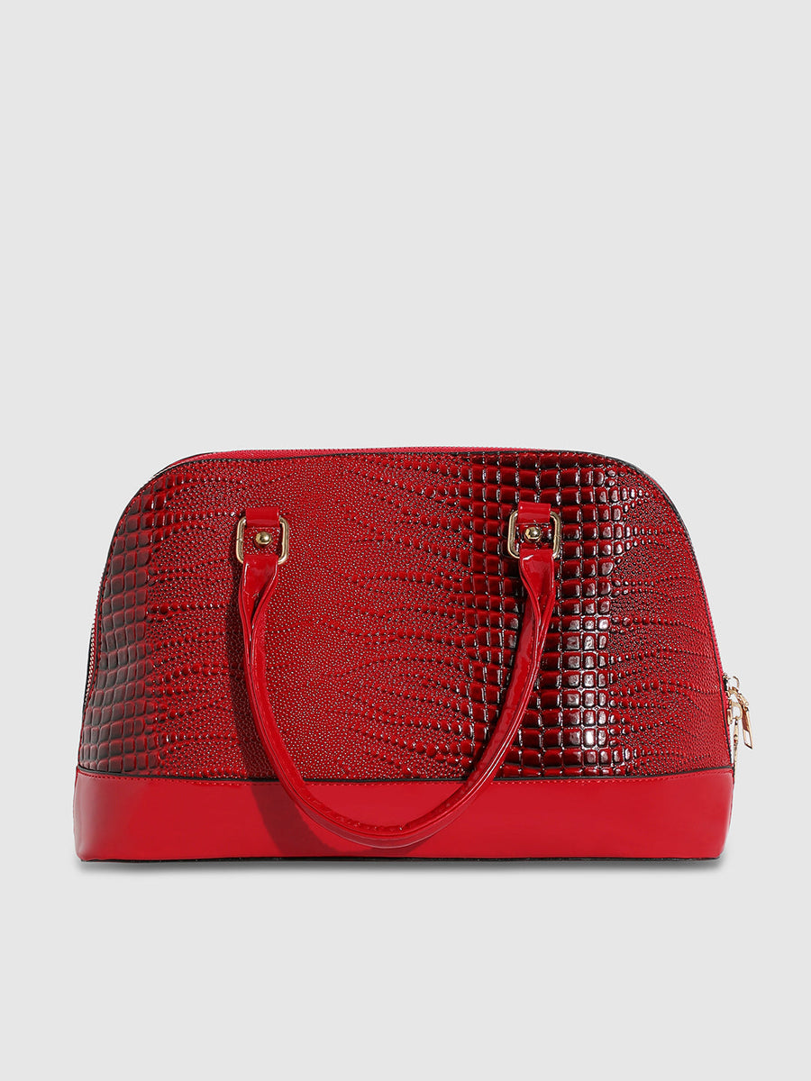 Croc Top Handle Handbag - Red - Shop authentic Indian Women's Fashion by Haute Sauce