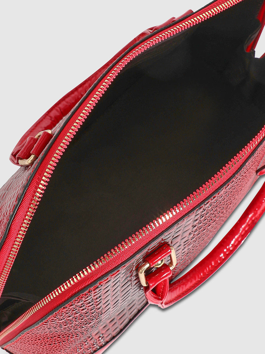 Croc Top Handle Handbag - Red - Shop authentic Indian Women's Fashion by Haute Sauce