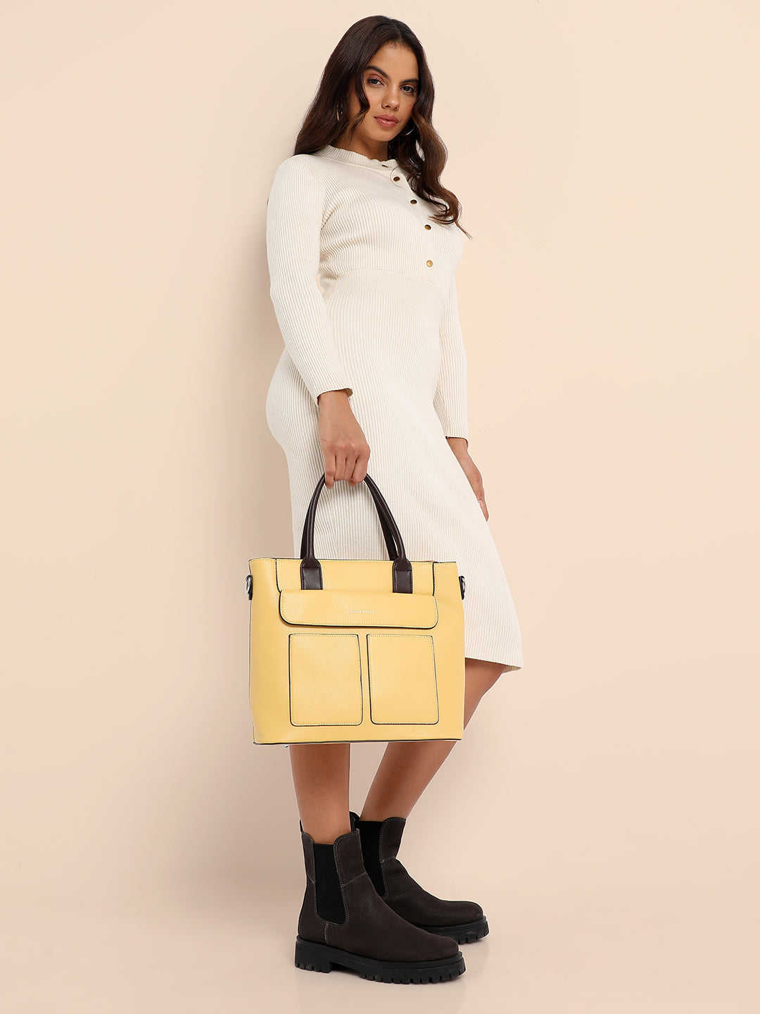 Everyday Essential Tote Bag - Light Yellow - Shop authentic Indian Women's Fashion by Haute Sauce