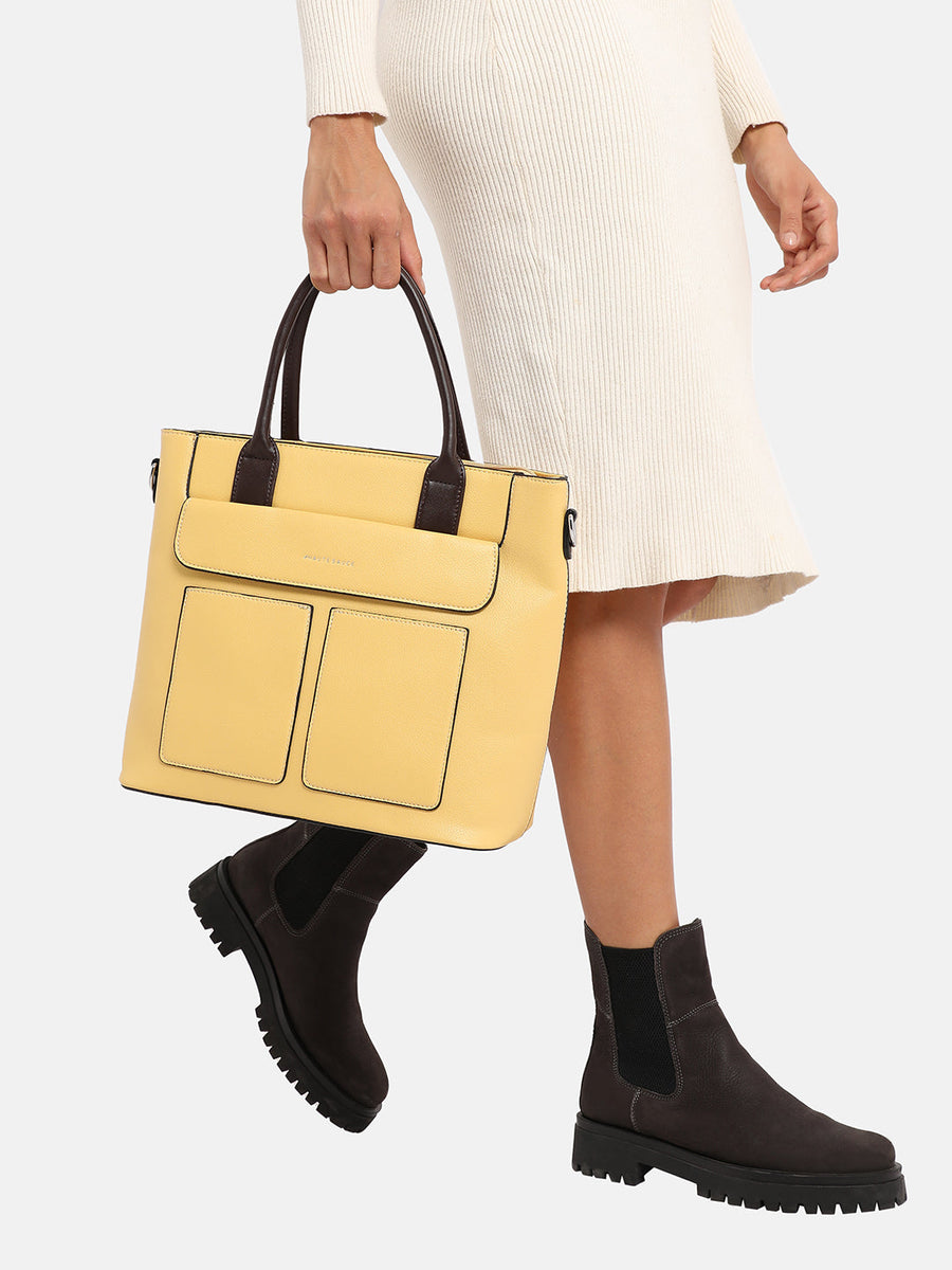 Everyday Essential Tote Bag - Light Yellow - Shop authentic Indian Women's Fashion by Haute Sauce
