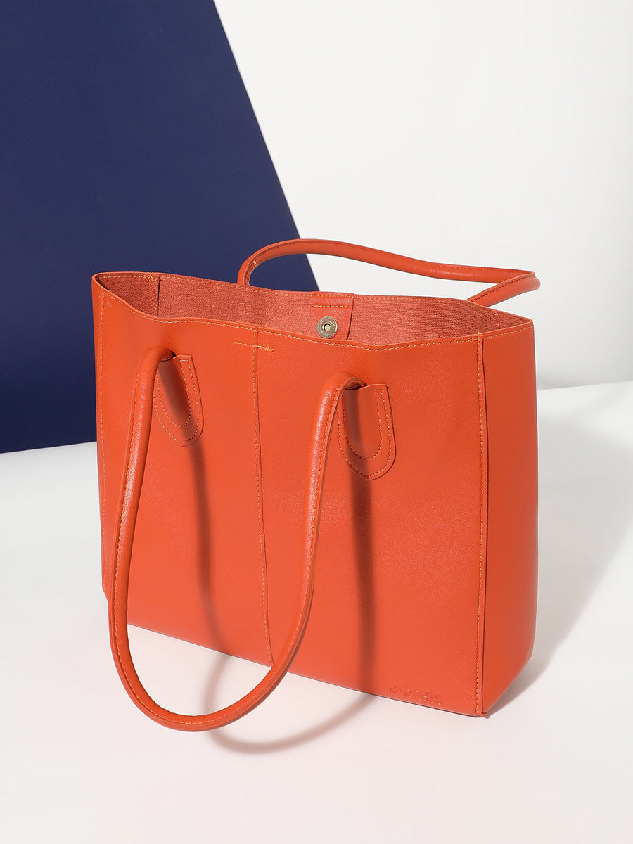 Urban Essential Tote Bag - Orange - Shop authentic Indian Women's Fashion by Haute Sauce