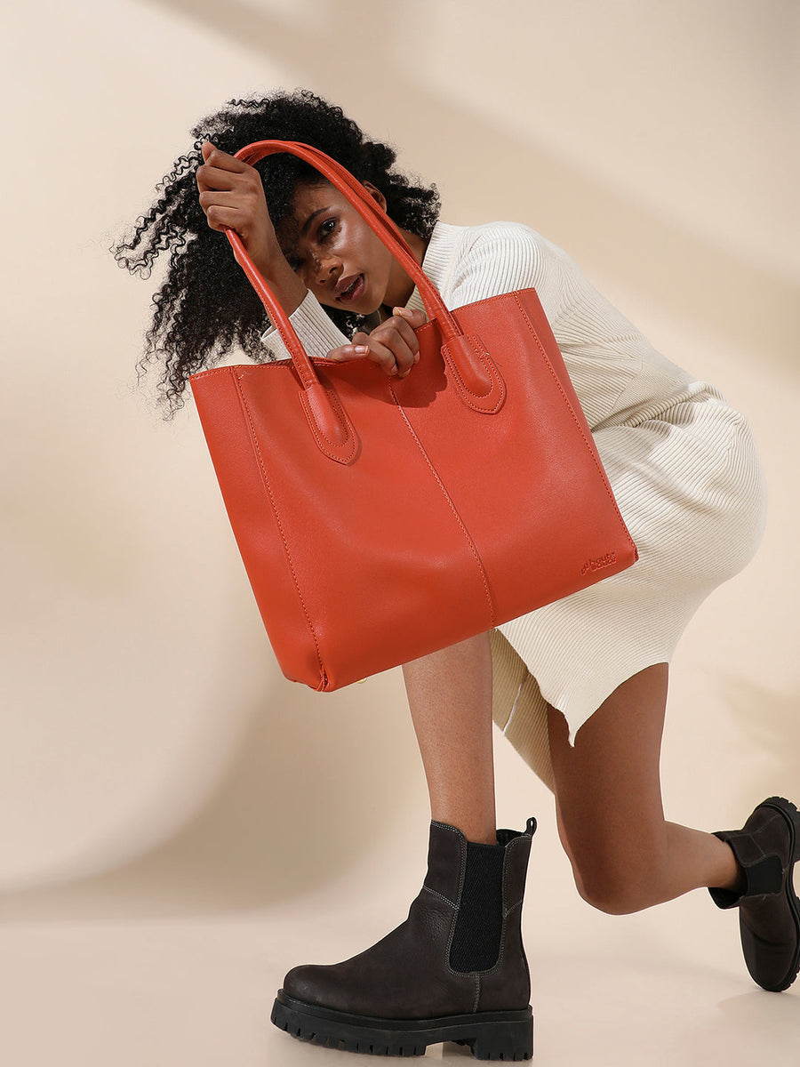 Urban Essential Tote Bag - Orange - Shop authentic Indian Women's Fashion by Haute Sauce