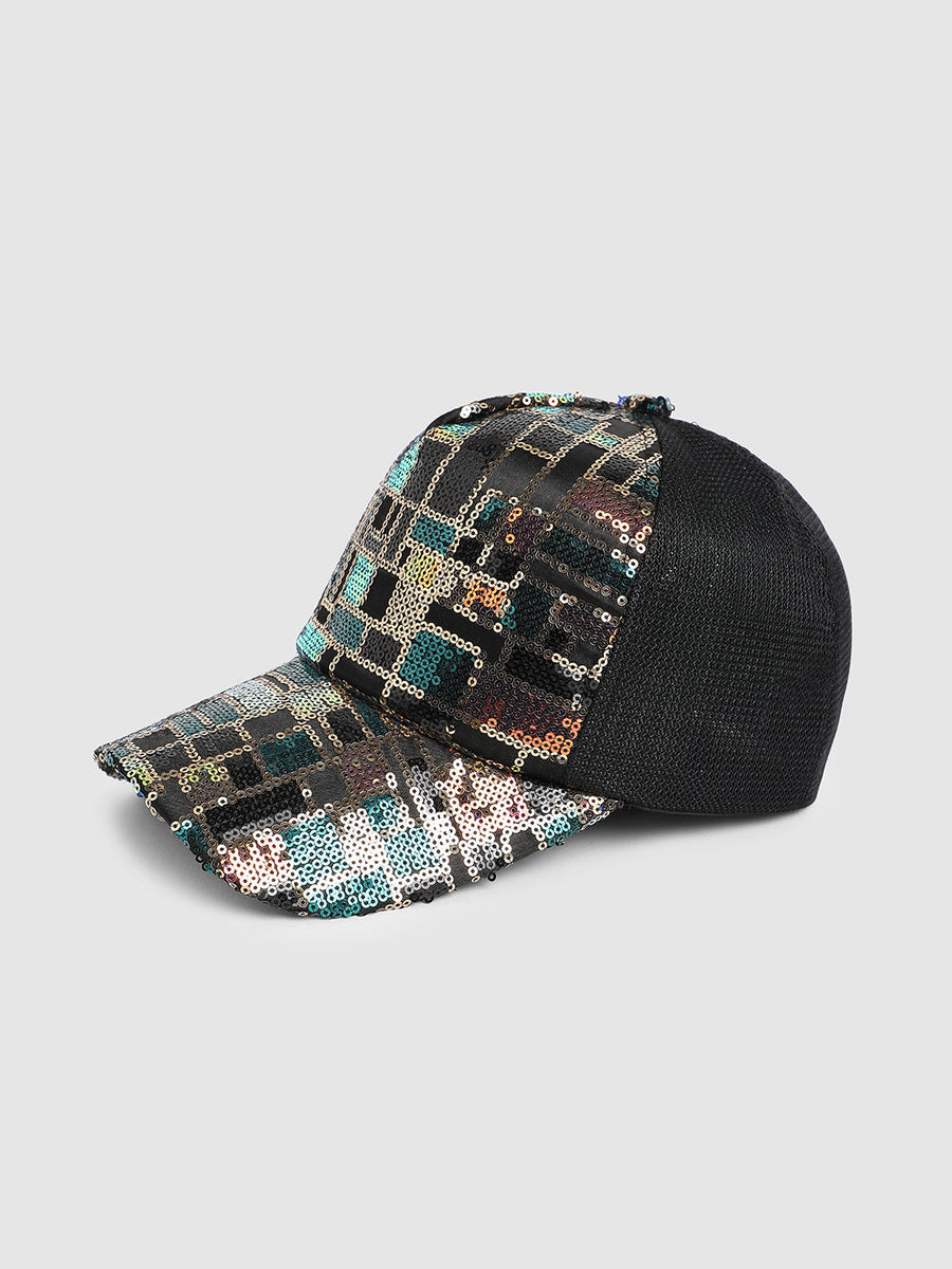 Sequin Block Baseball Cap - Black - Shop authentic Indian Women's Fashion by Haute Sauce