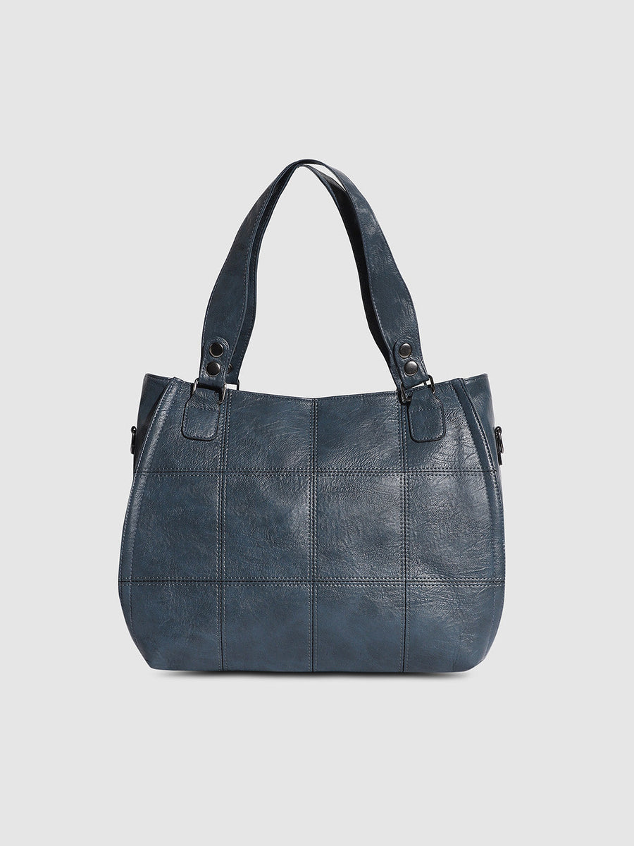 Block Stitch Handbag - Indigo Blue - Shop authentic Indian Women's Fashion by Haute Sauce