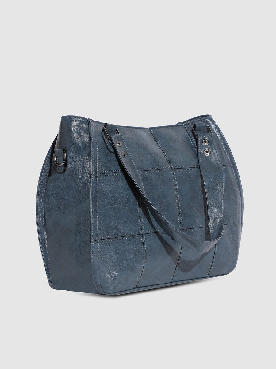 Block Stitch Handbag - Indigo Blue - Shop authentic Indian Women's Fashion by Haute Sauce