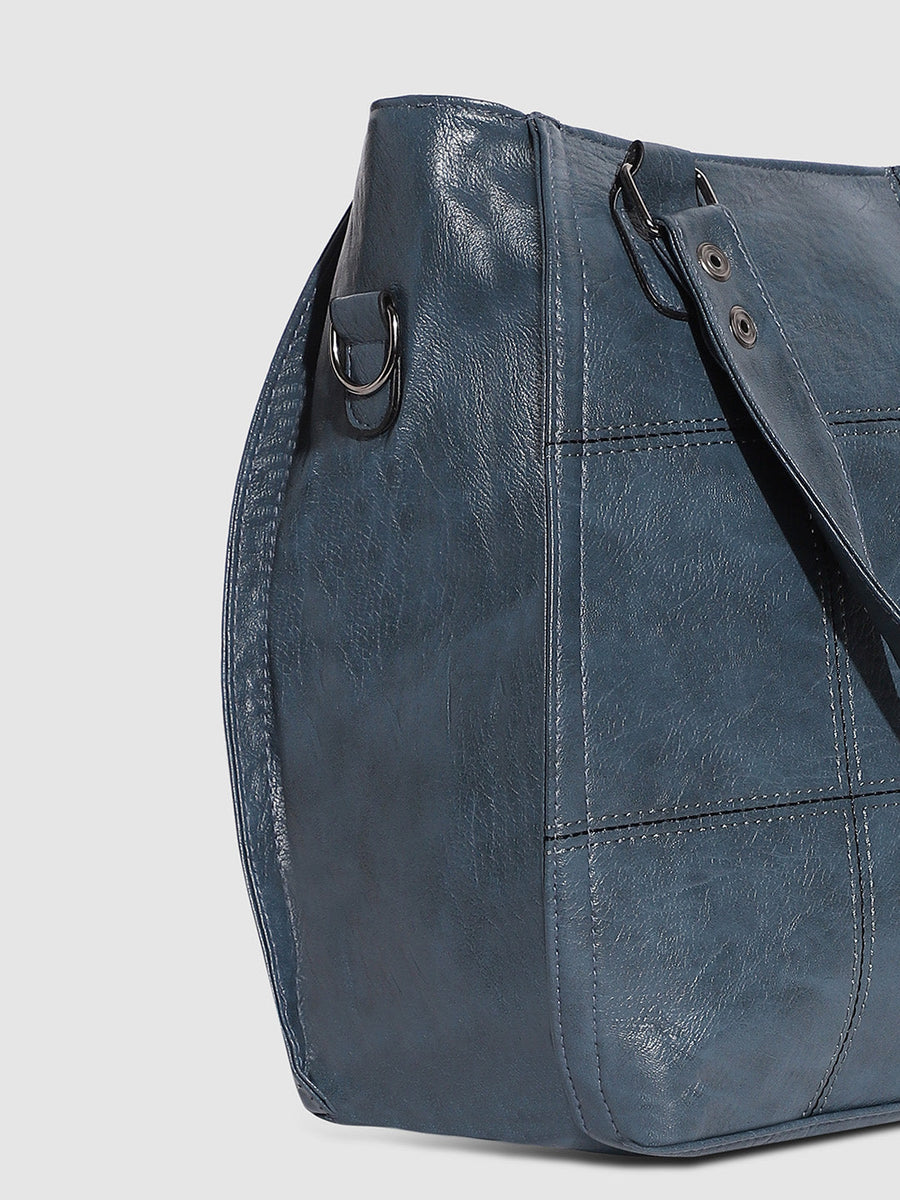 Block Stitch Handbag - Indigo Blue - Shop authentic Indian Women's Fashion by Haute Sauce