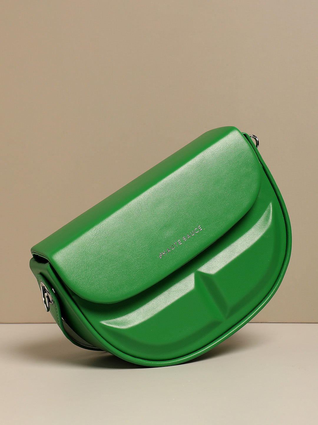 Structured Curve Handbag - Green - Shop authentic Indian Women's Fashion by Haute Sauce
