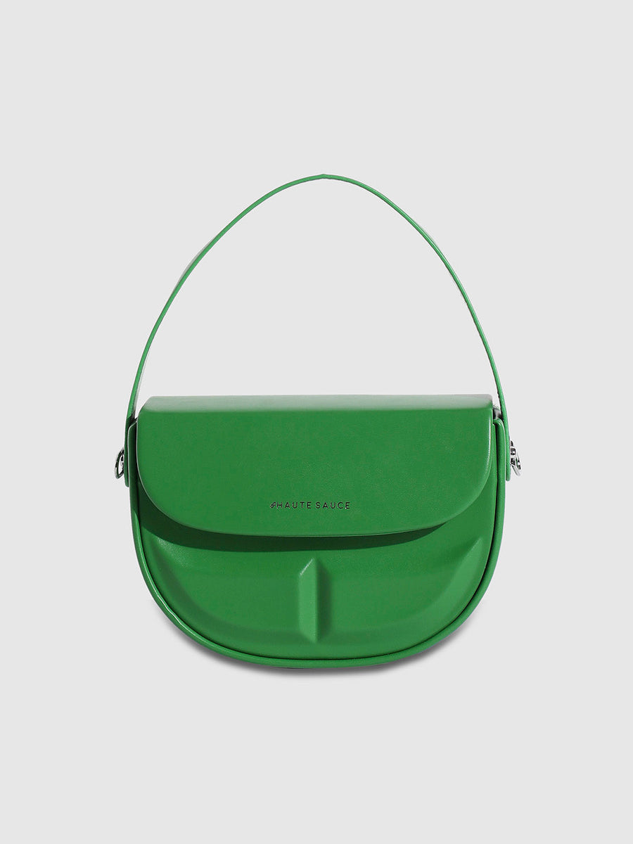 Structured Curve Handbag - Green - Shop authentic Indian Women's Fashion by Haute Sauce