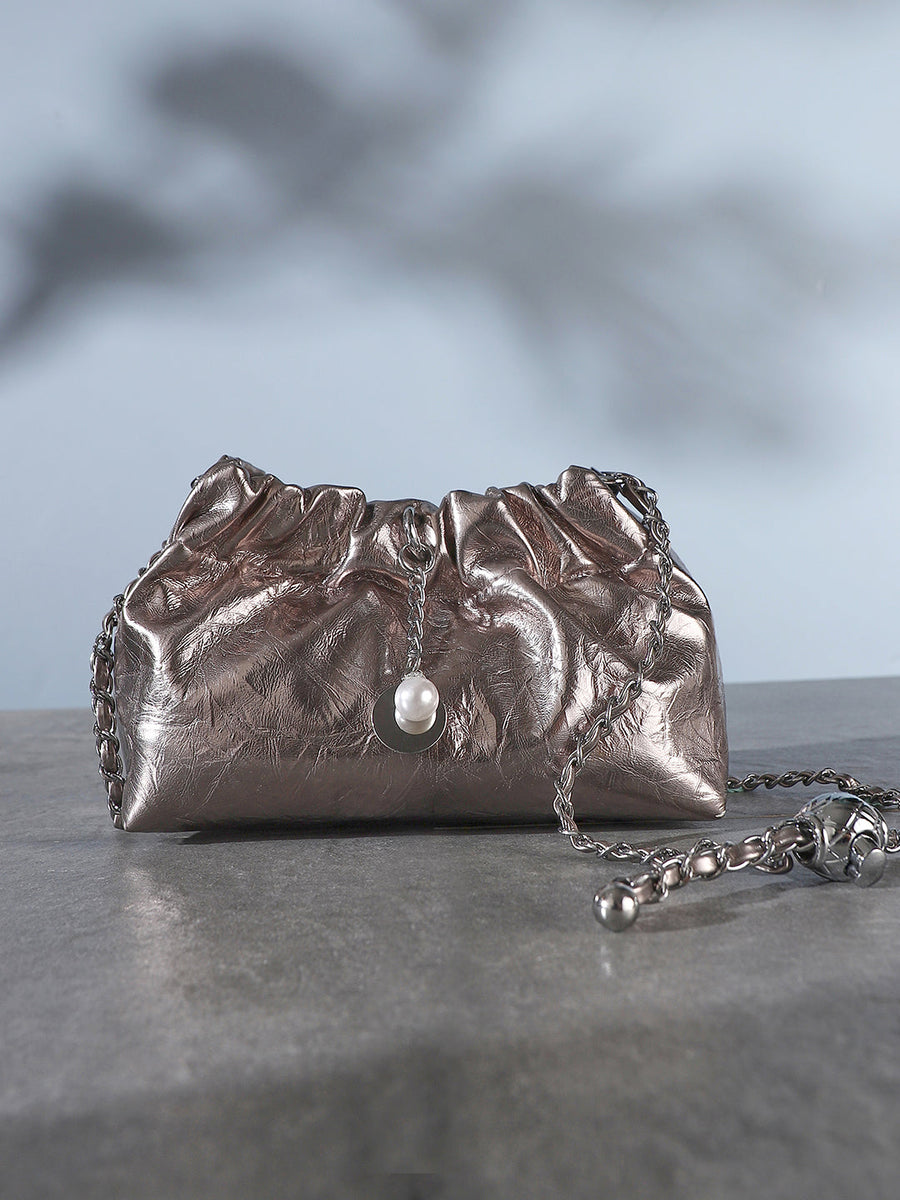 Women's The Metallic Sling Bag - Bronze - Shop authentic Indian Women's Fashion by Haute Sauce