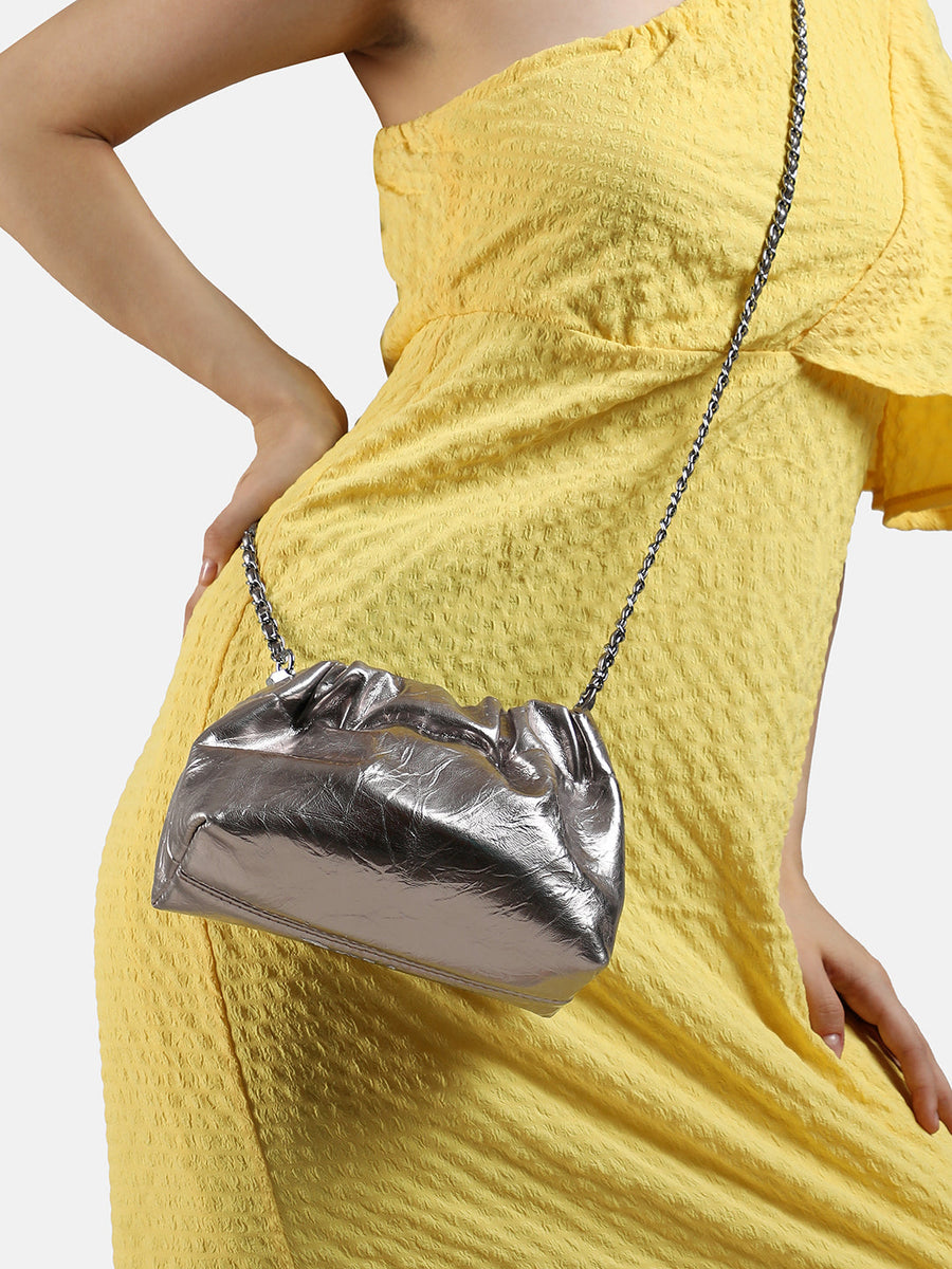 Women's The Metallic Sling Bag - Bronze - Shop authentic Indian Women's Fashion by Haute Sauce