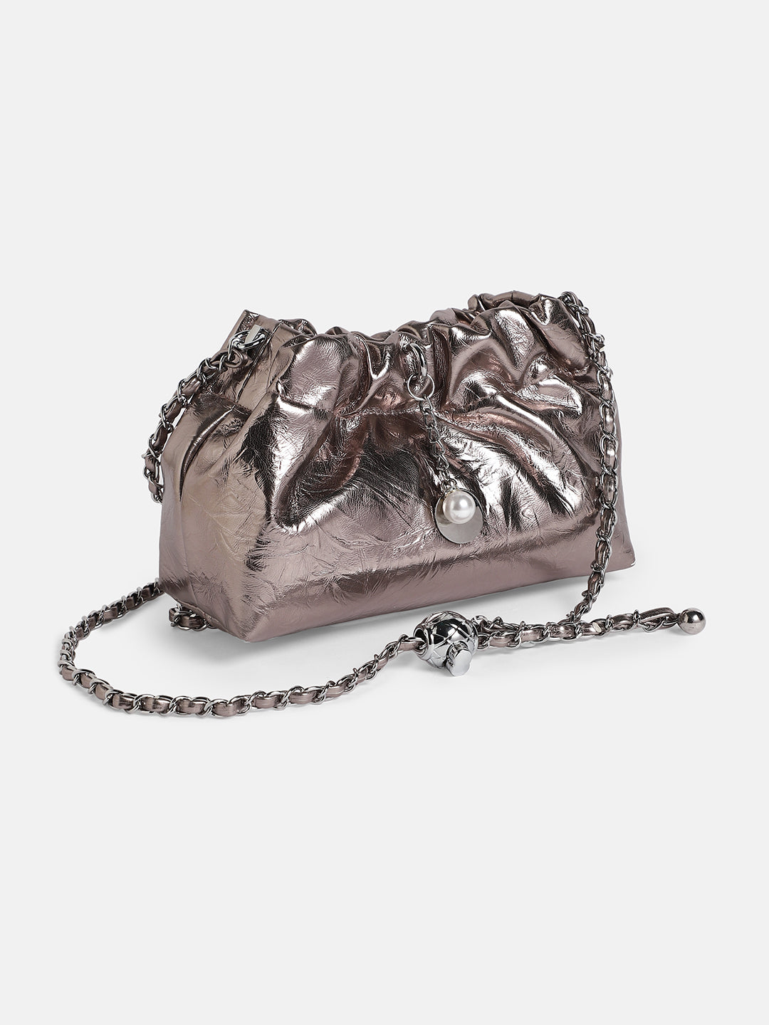 Women's The Metallic Sling Bag - Bronze - Shop authentic Indian Women's Fashion by Haute Sauce