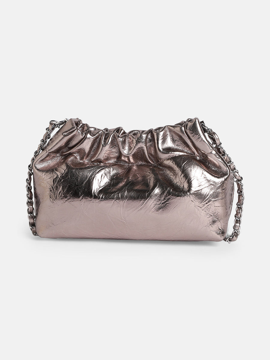 Women's The Metallic Sling Bag - Bronze - Shop authentic Indian Women's Fashion by Haute Sauce